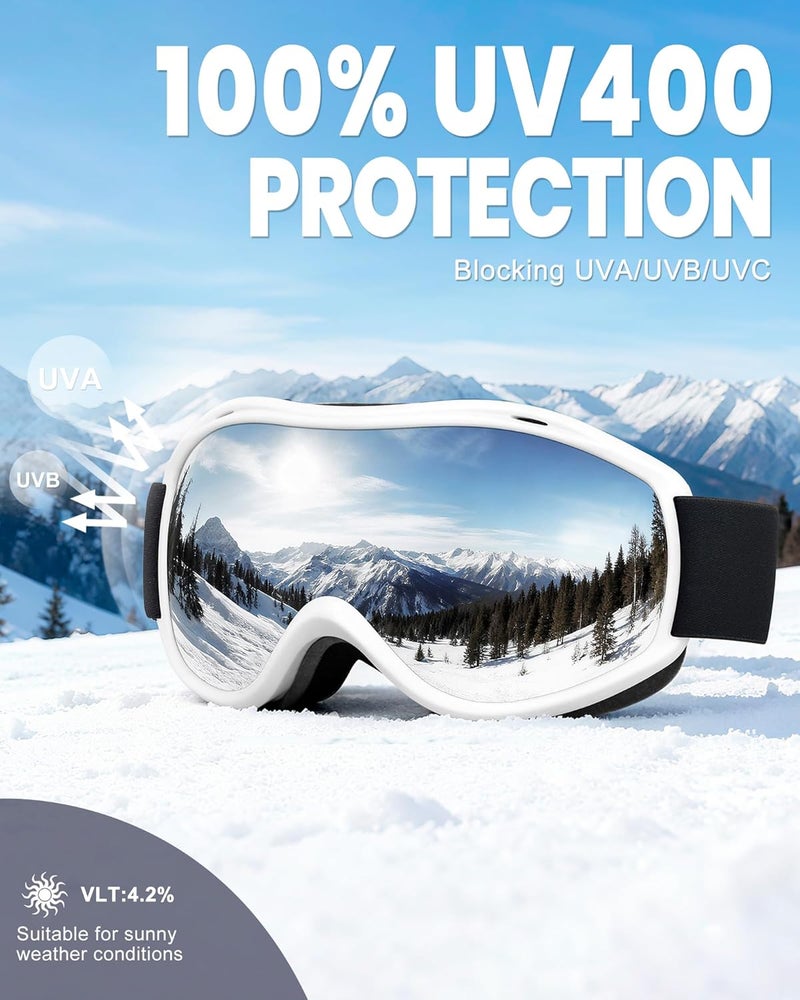 AVV Store Ski Goggles UV Protection, Anti-Fog Snowboard Snow Goggles OTG for Men Women Adults & Youths - Image 3